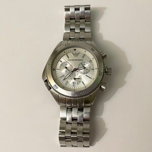 Emporio Armani Silver-Tone Chronograph Bracelet Watch